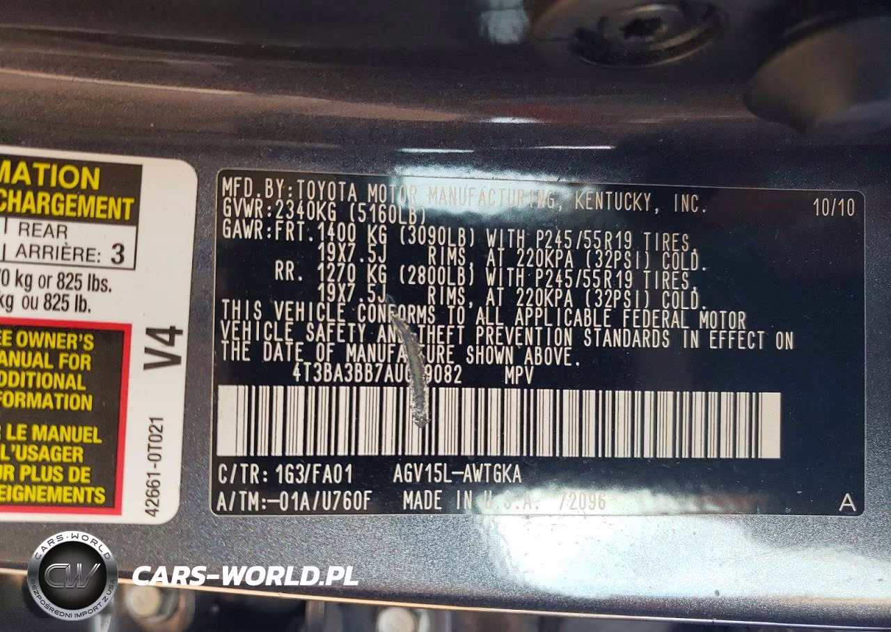 2010 Toyota Venza Awd 4Cyl VIN:4T3BA3BB7AU019082 - 13