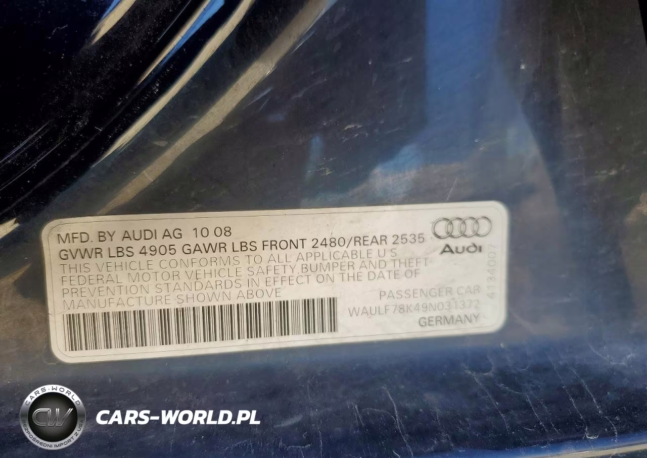 2009 Audi A4 2.0T Quattro VIN:WAULF78K49N031372 - 12