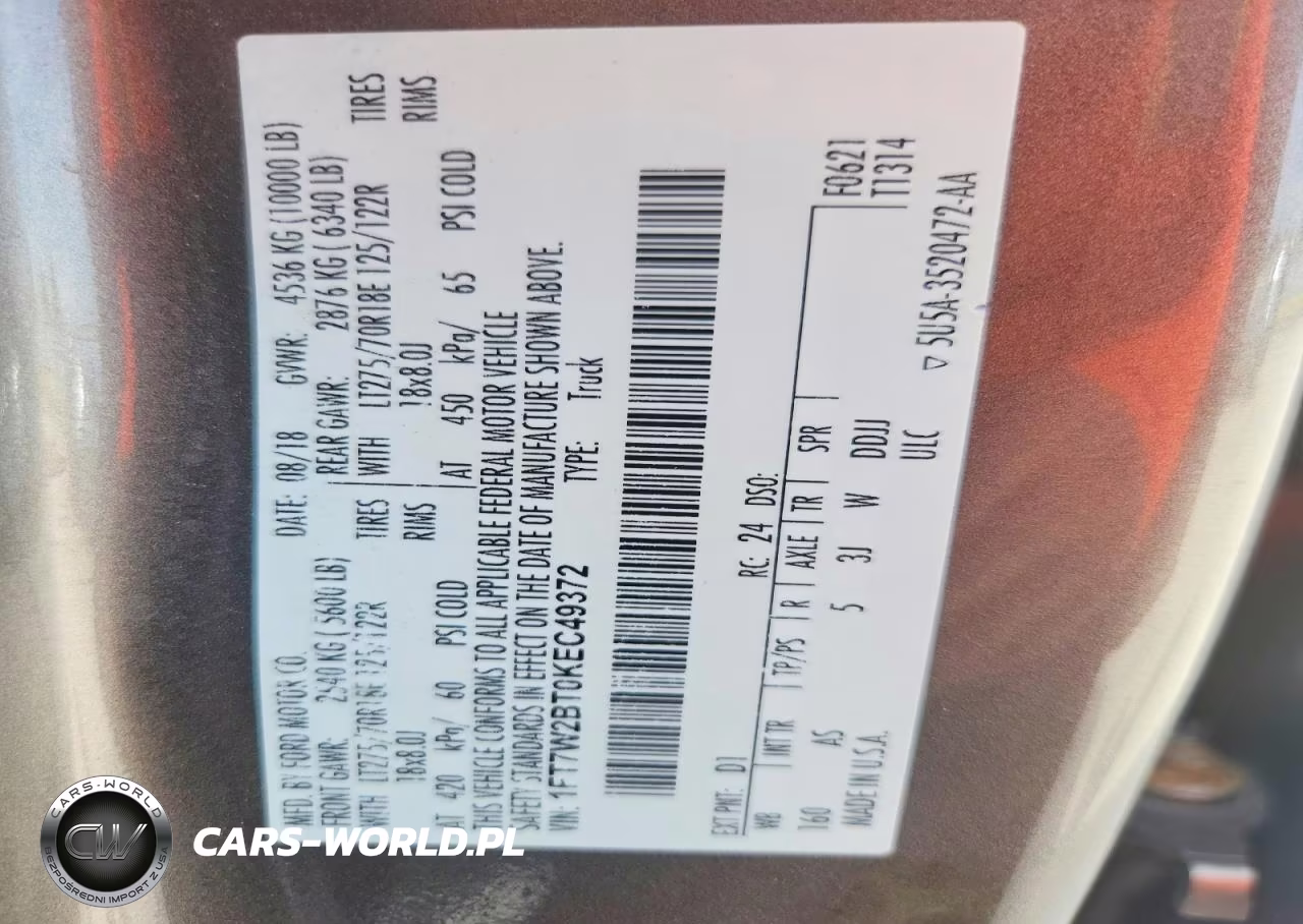 2019 Ford F250 Super Duty VIN:1FT7W2BT0KEC49372 - 12