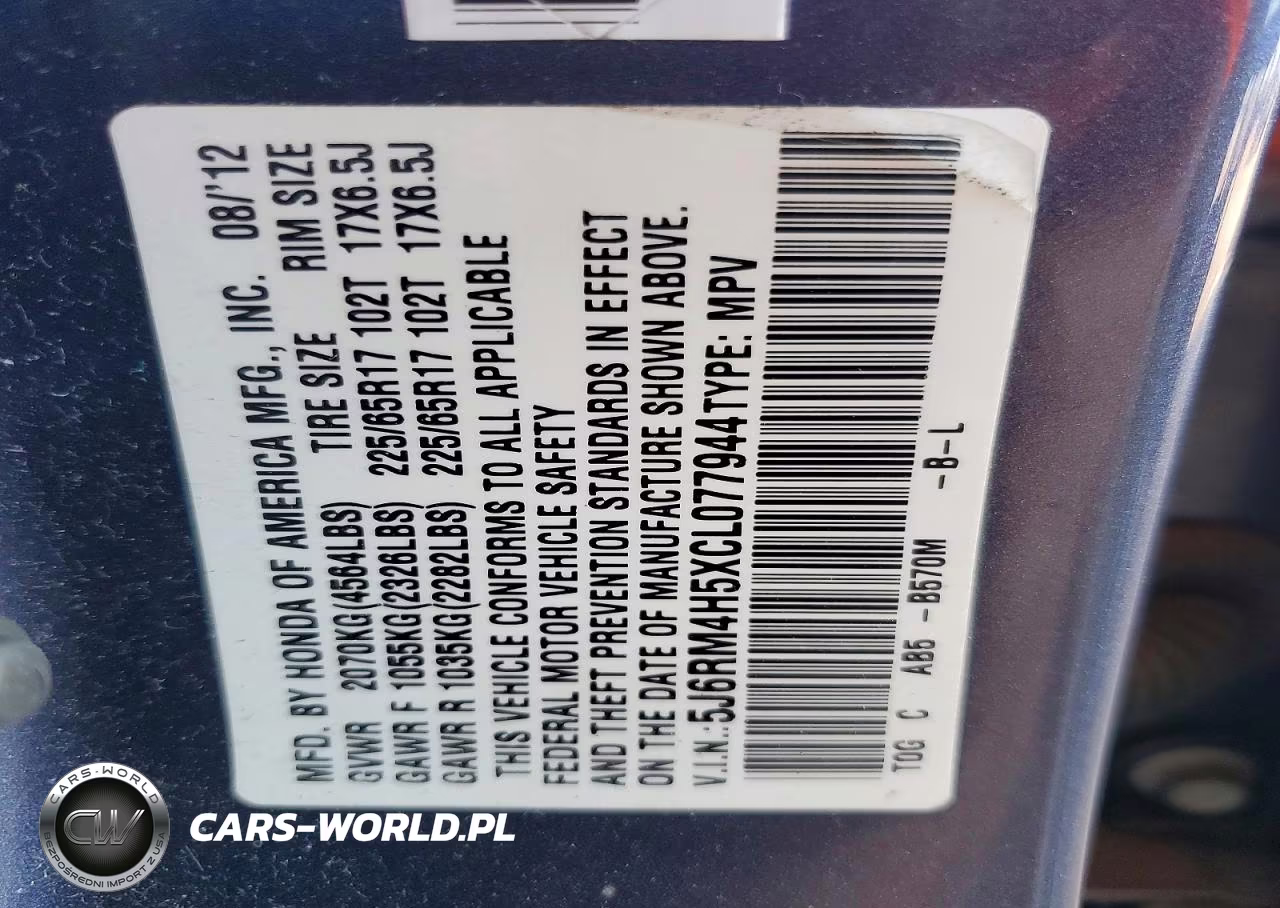 2012 Honda Cr-V Ex VIN:5J6RM4H5XCL077944 - 12