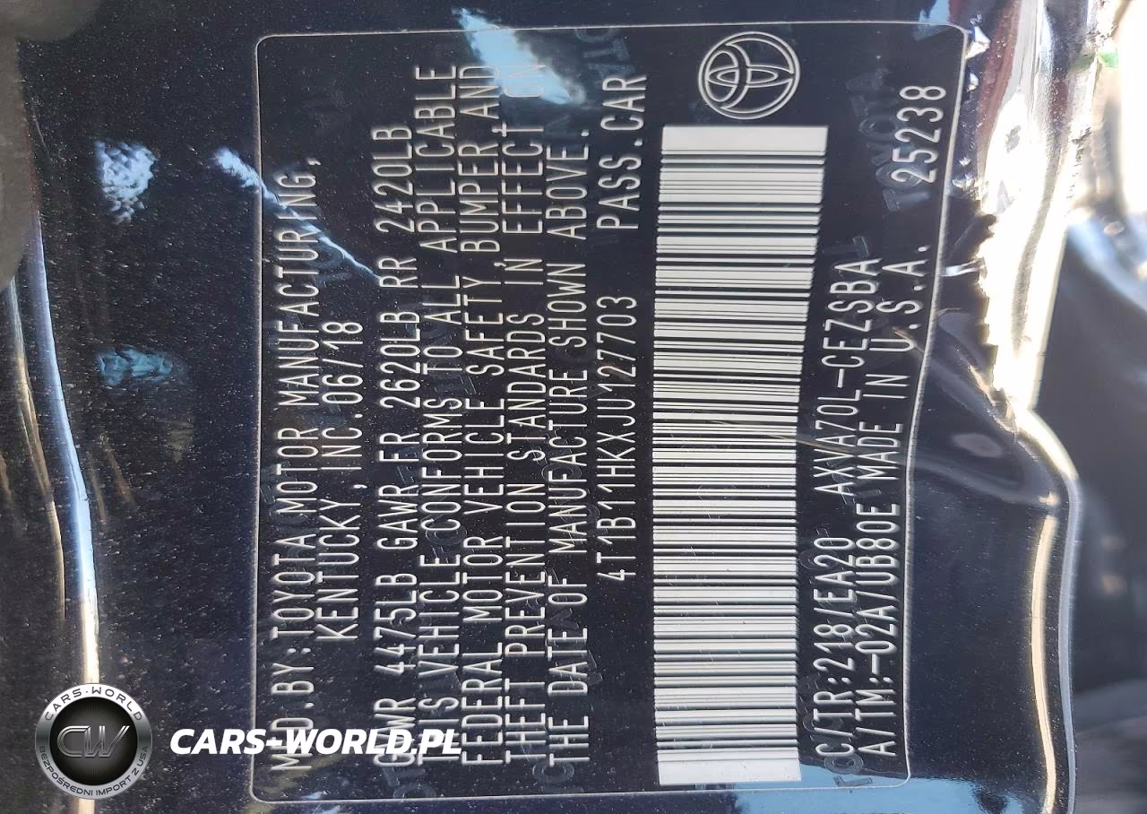 2018 Toyota Camry Se VIN:4T1B11HKXJU127703 - 12