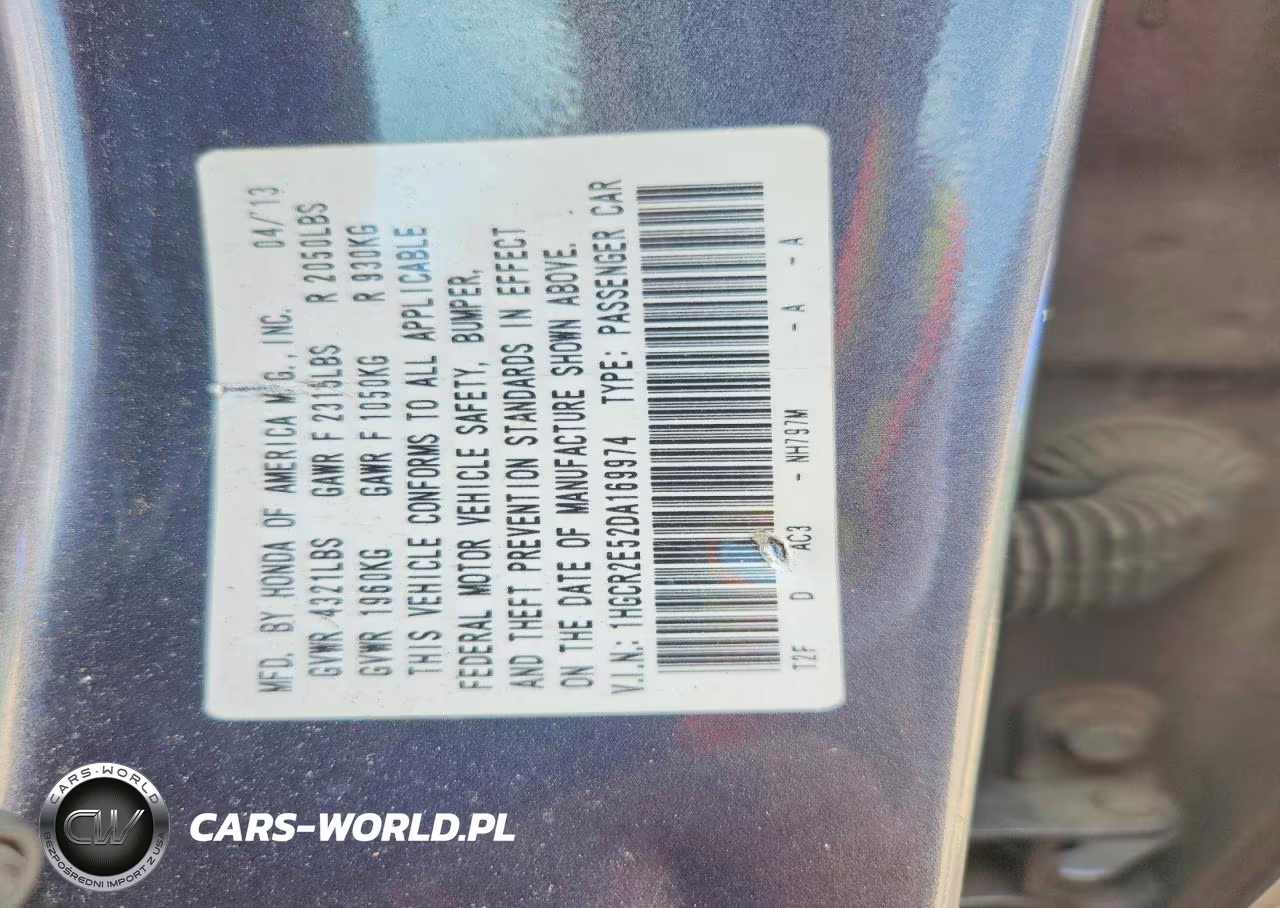 2013 Honda Accord Sport VIN:1HGCR2E52DA169974 - 12