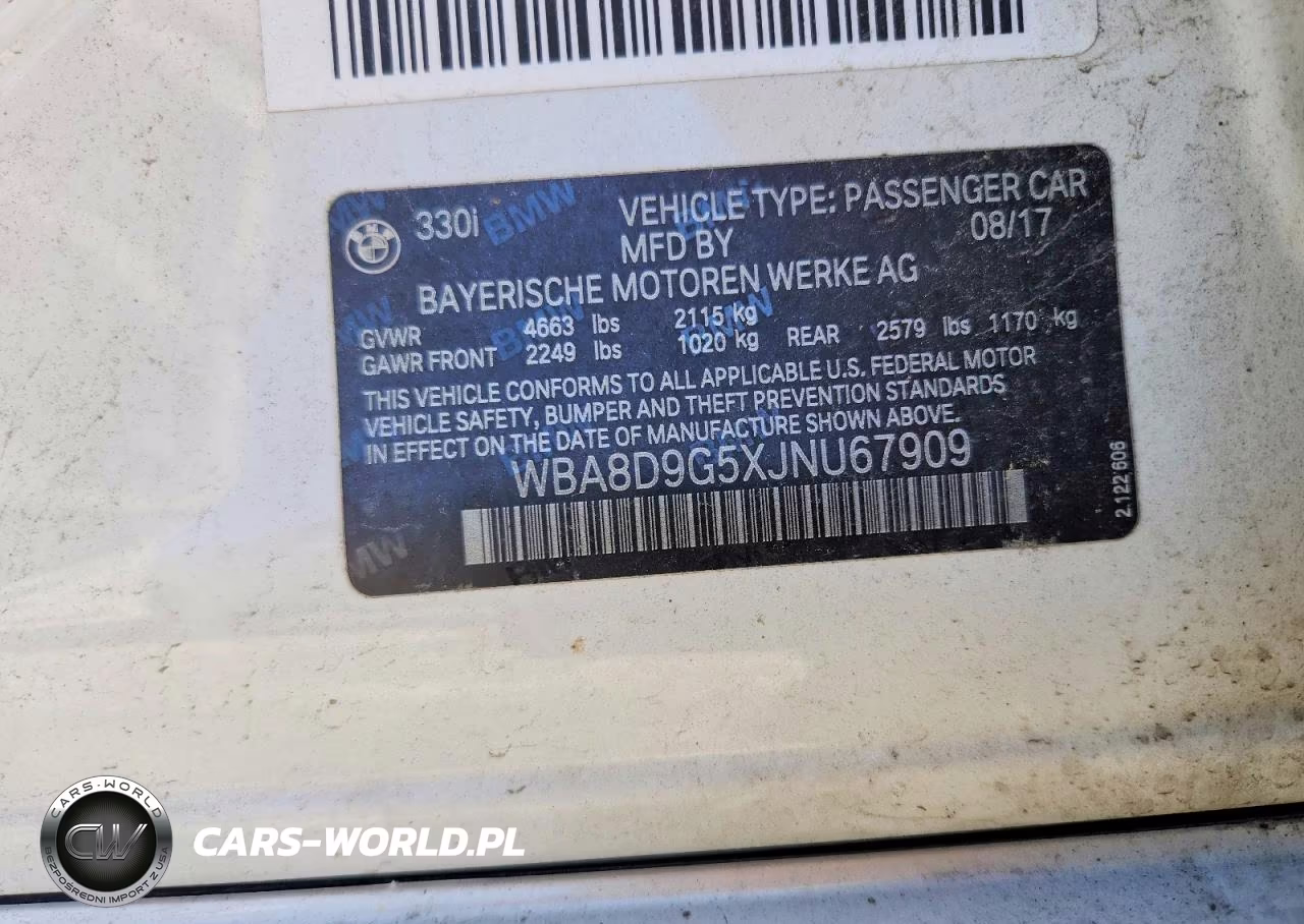 2018 BMW 330 Xi VIN:WBA8D9G5XJNU67909 - 12