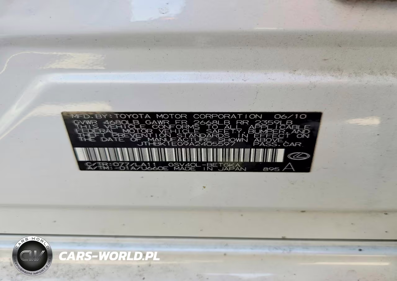 2010 Lexus Es 350 VIN:JTHBK1EG9A2405597 - 12