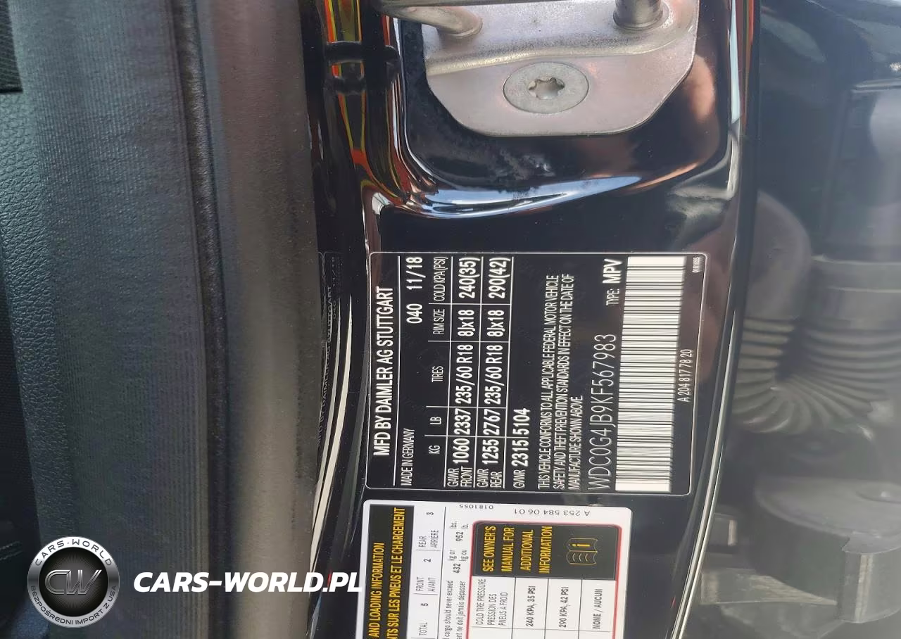 2019 Mercedes-Benz Glc 300 VIN:WDC0G4JB9KF567983 - 12