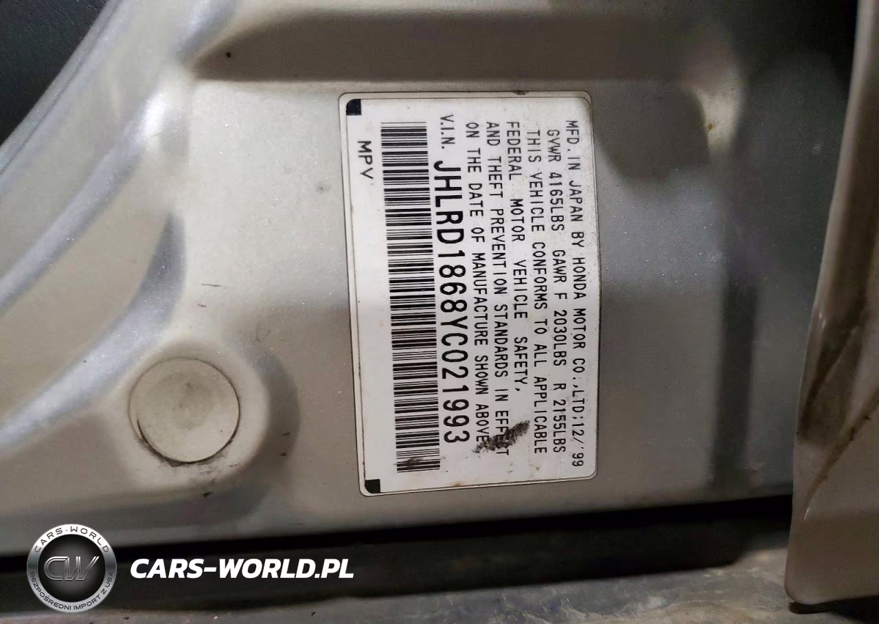 2000 Honda Cr-V Ex VIN:JHLRD1868YC021993 - 12