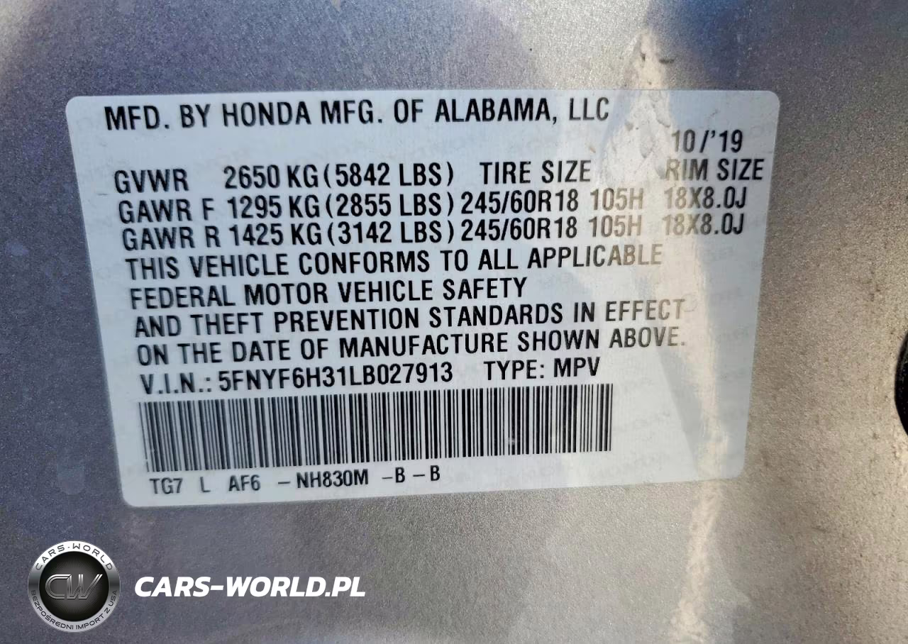 2020 Honda Pilot Ex VIN:5FNYF6H31LB027913 - 14