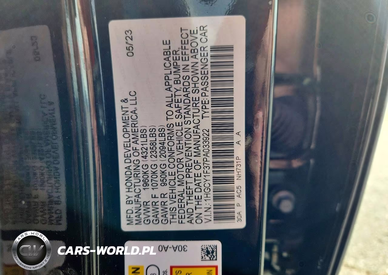 2023 Honda Accord Ex VIN:1HGCY1F37PA033922 - 12