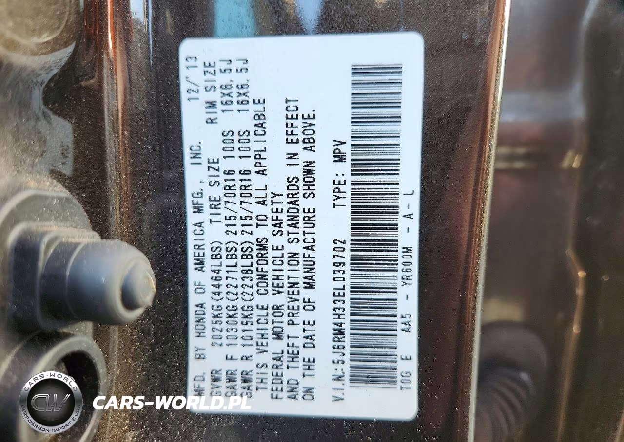 2014 Honda Cr-V Lx VIN:5J6RM4H33EL039702 - 13
