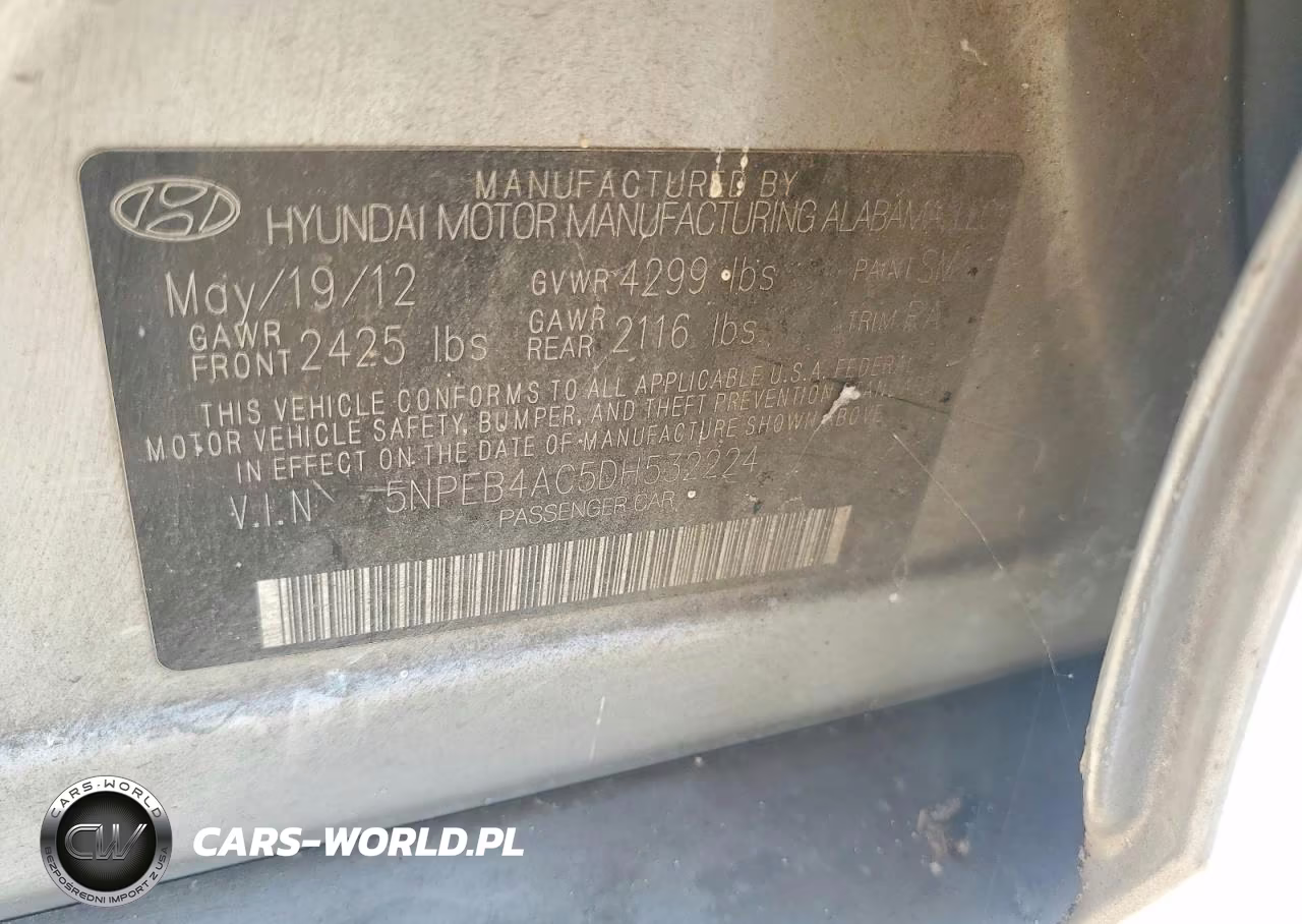 2013 Hyundai Sonata Gls VIN:5NPEB4AC5DH532224 - 12