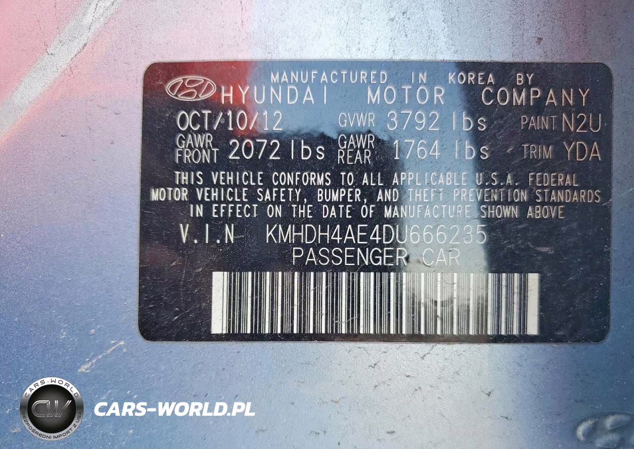 2013 Hyundai Elantra Gls VIN:KMHDH4AE4DU666235 - 12