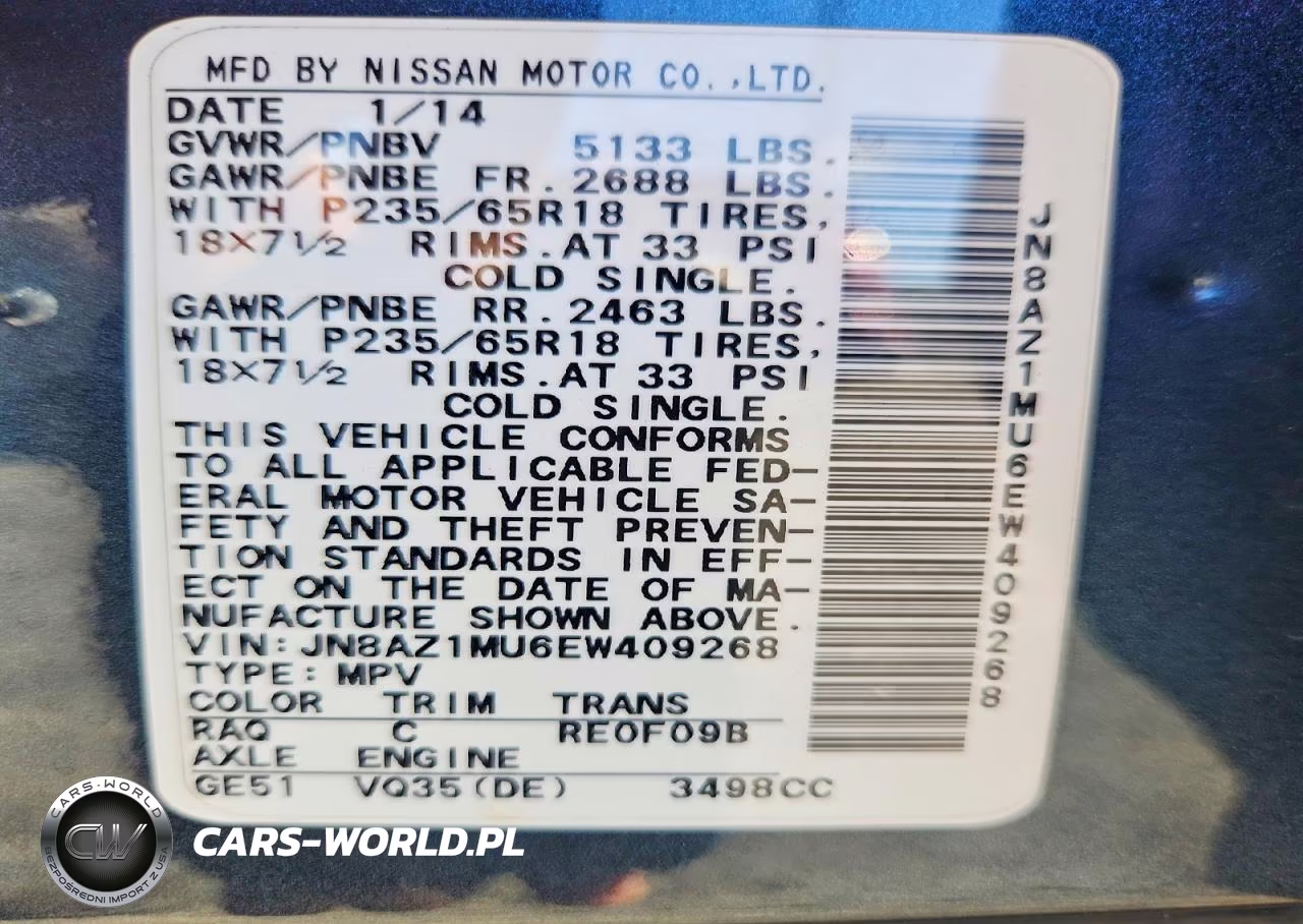 2014 Nissan Murano Sv VIN:JN8AZ1MU6EW409268 - 14