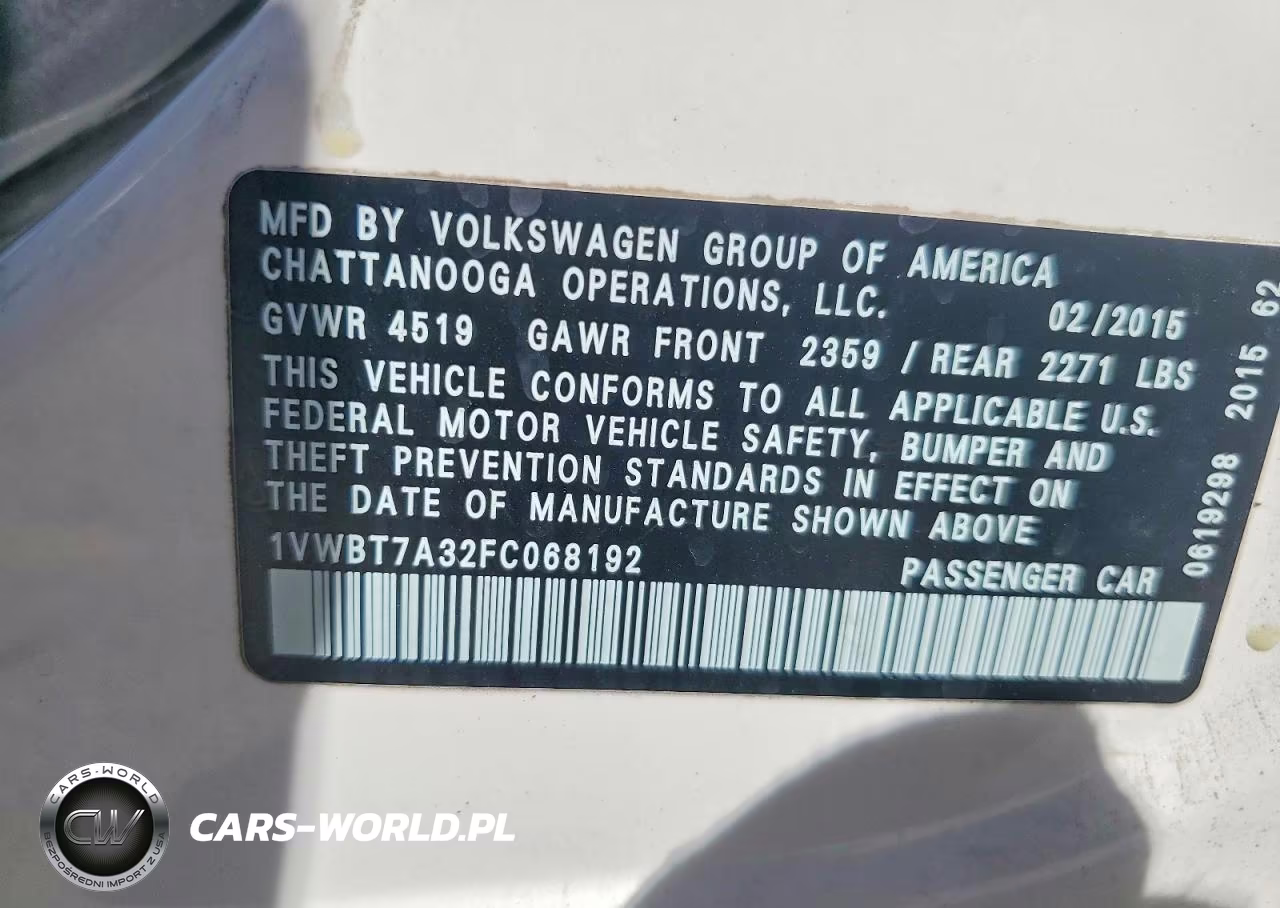 2015 Volkswagen Passat Se VIN:1VWBT7A32FC068192 - 13
