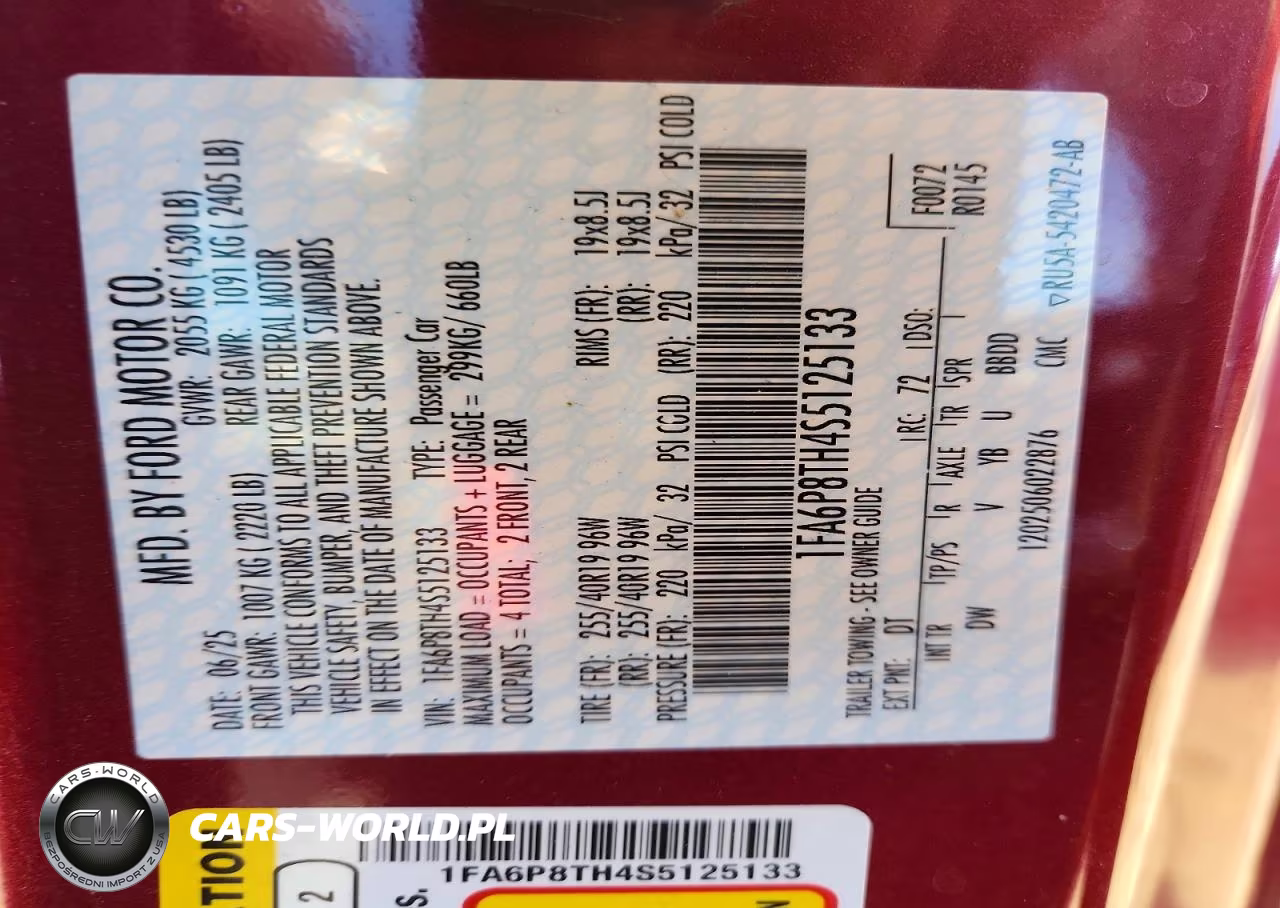 2025 Ford Mustang VIN:1FA6P8TH4S5125133 - 12