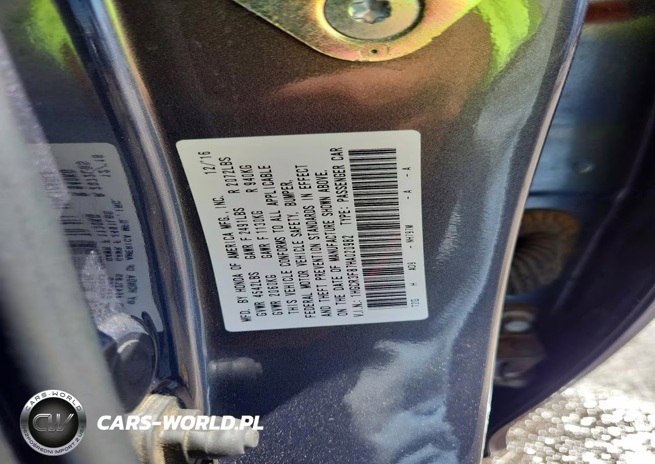 2017 Honda Accord Exl VIN:1HGCR3F87HA020982 - 13