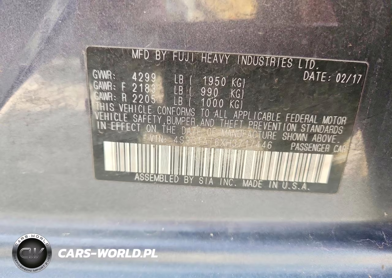 2017 Subaru Impreza Limited VIN:4S3GTAT6XH3717446 - 13