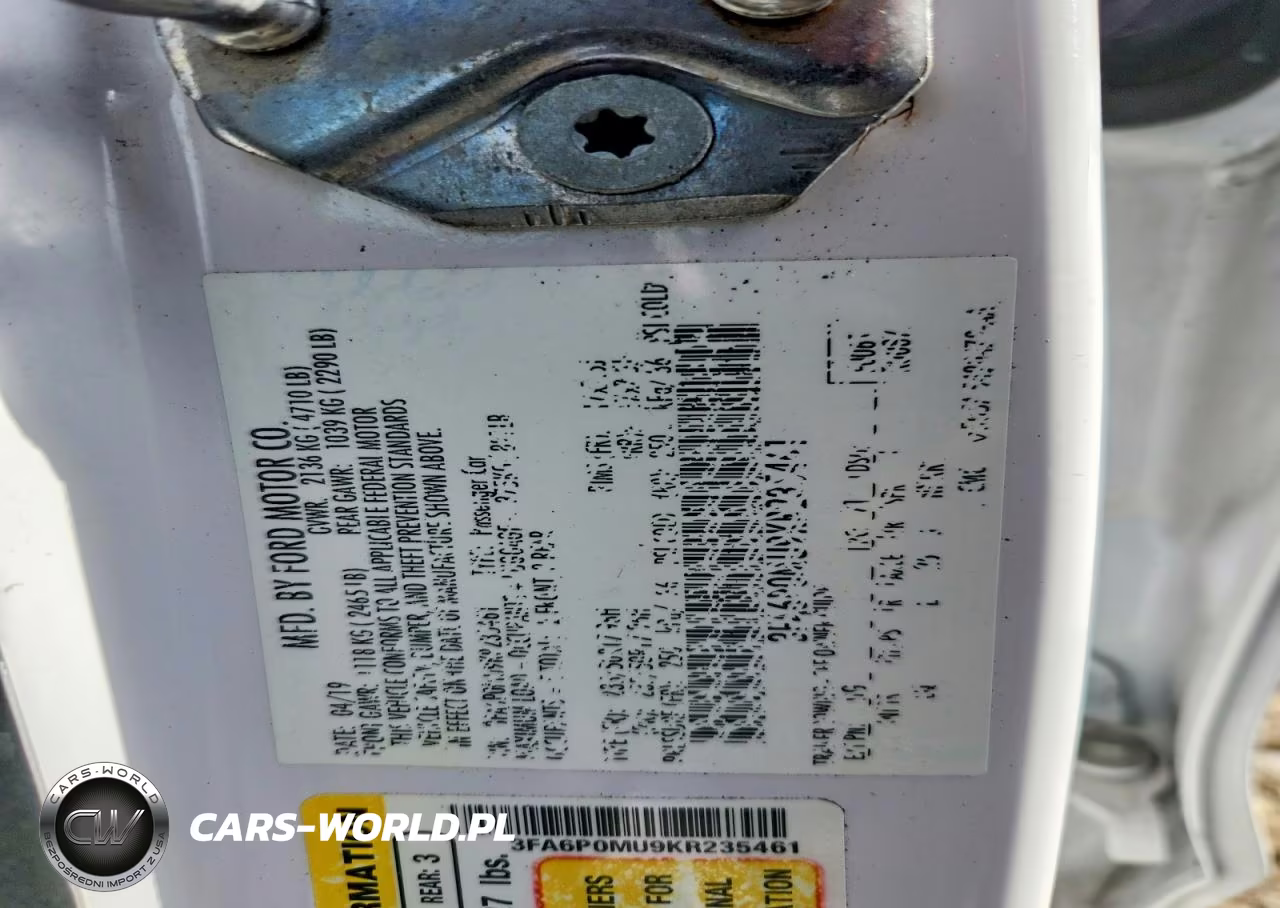2019 Ford Fusion Sel VIN:3FA6P0MU9KR235461 - 13