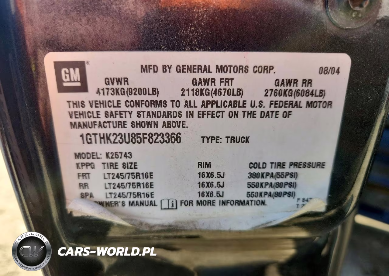2005 GMC Sierra K2500 Heavy Duty VIN:1GTHK23U85F823366 - 13