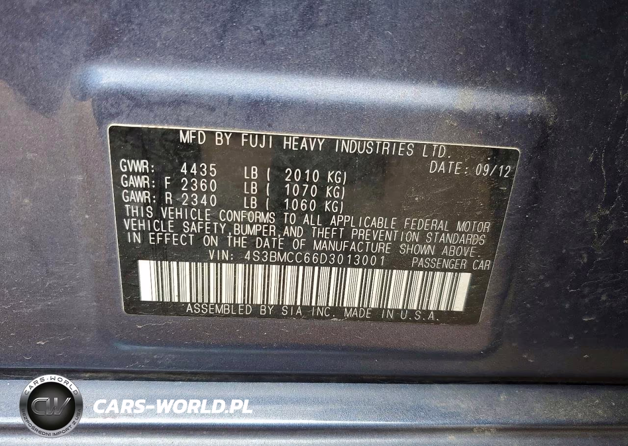 2013 Subaru Legacy Premium + Cwp VIN:4S3BMCC66D3013001 - 12