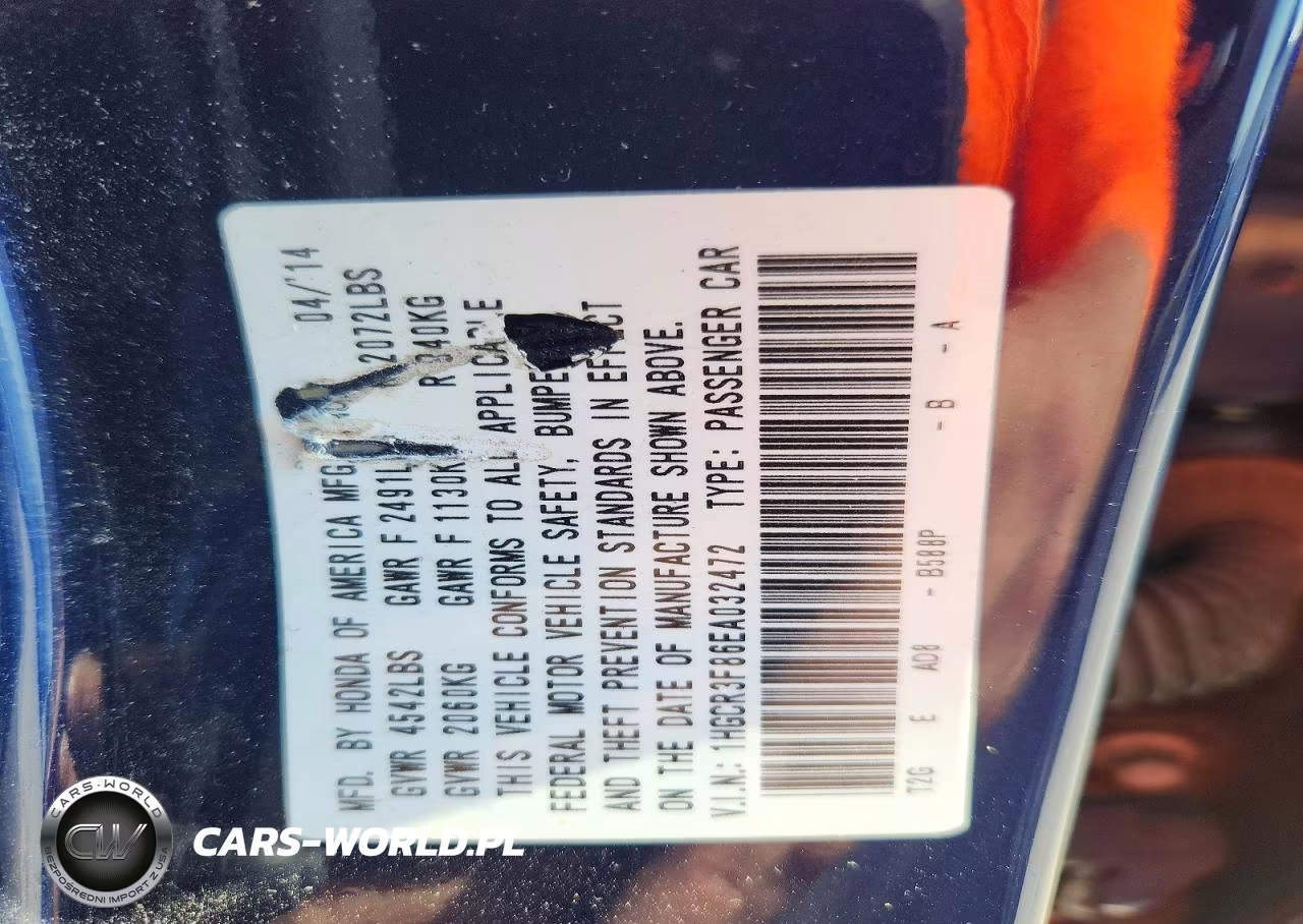 2014 Honda Accord Exl VIN:1HGCR3F86EA032472 - 13
