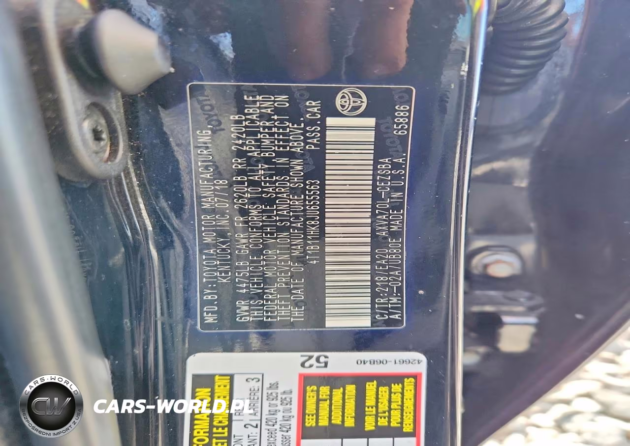 2018 Toyota Camry Se VIN:4T1B11HK8JU655563 - 12
