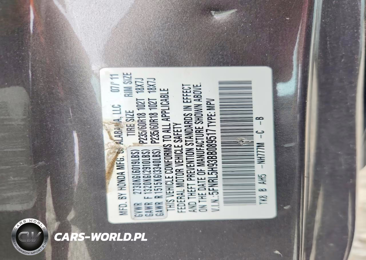 2011 Honda Odyssey Touring VIN:5FNRL5H93BB089517 - 13