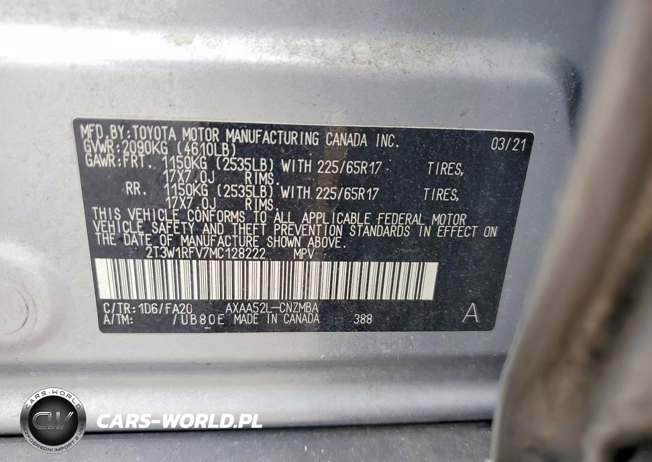 2021 Toyota Rav4 Xle VIN:2T3W1RFV7MC128222 - 12