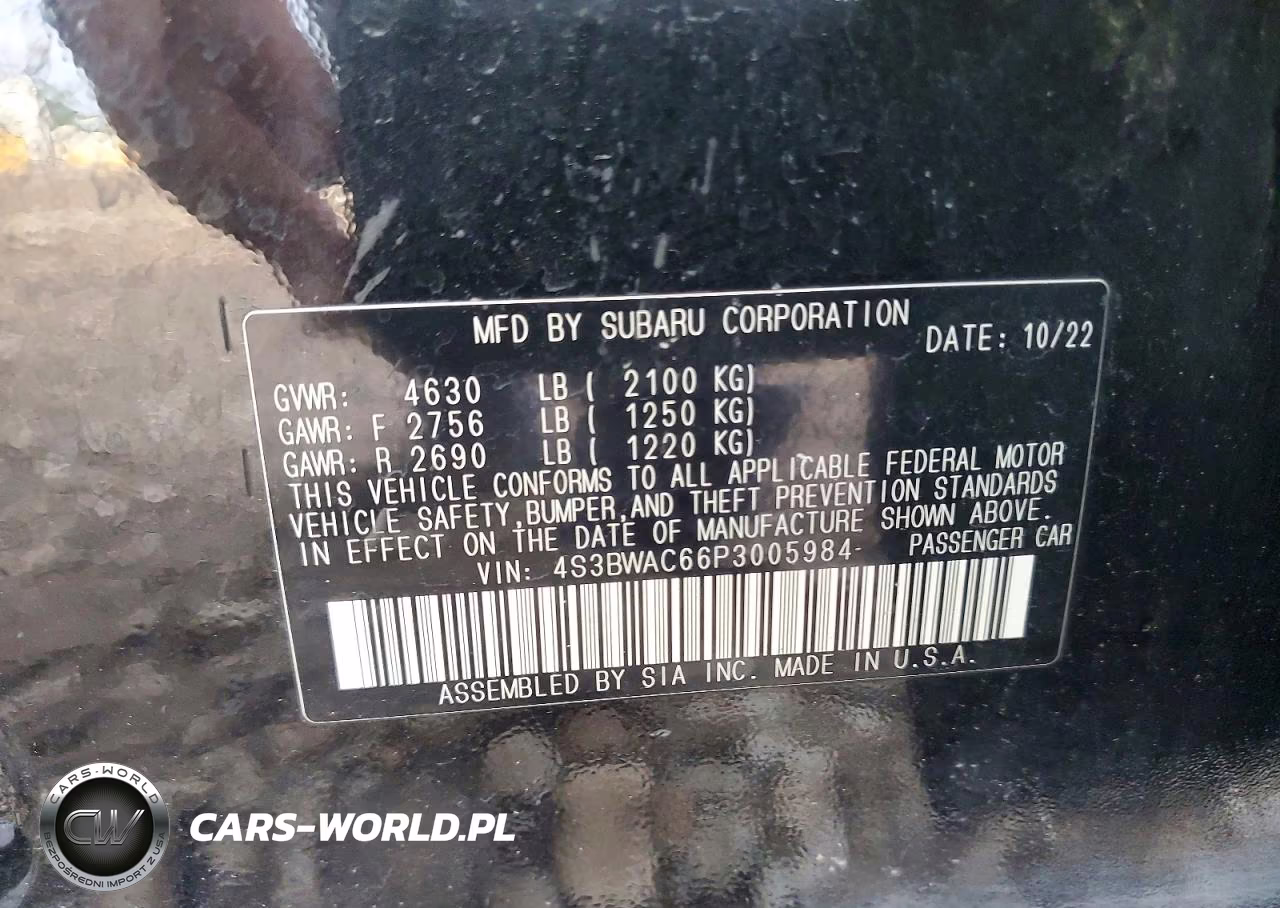 2023 Subaru Legacy Premium VIN:4S3BWAC66P3005984 - 12