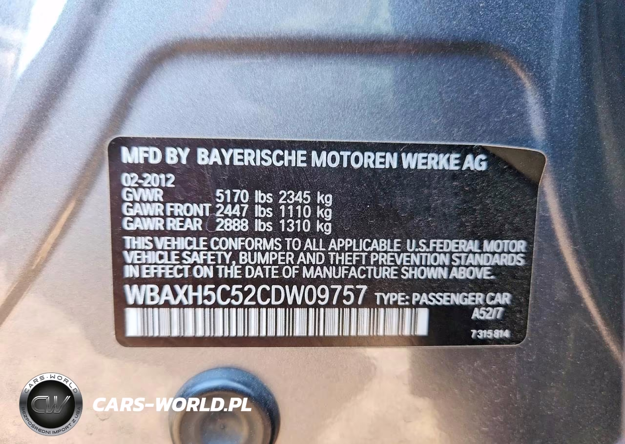 2012 BMW 528 Xi VIN:WBAXH5C52CDW09757 - 12