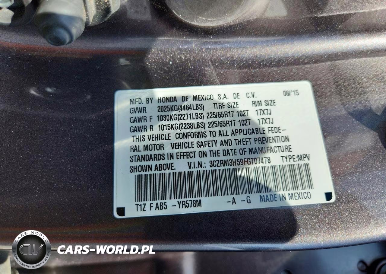 2015 Honda Cr-V Ex VIN:3CZRM3H59FG707478 - 13