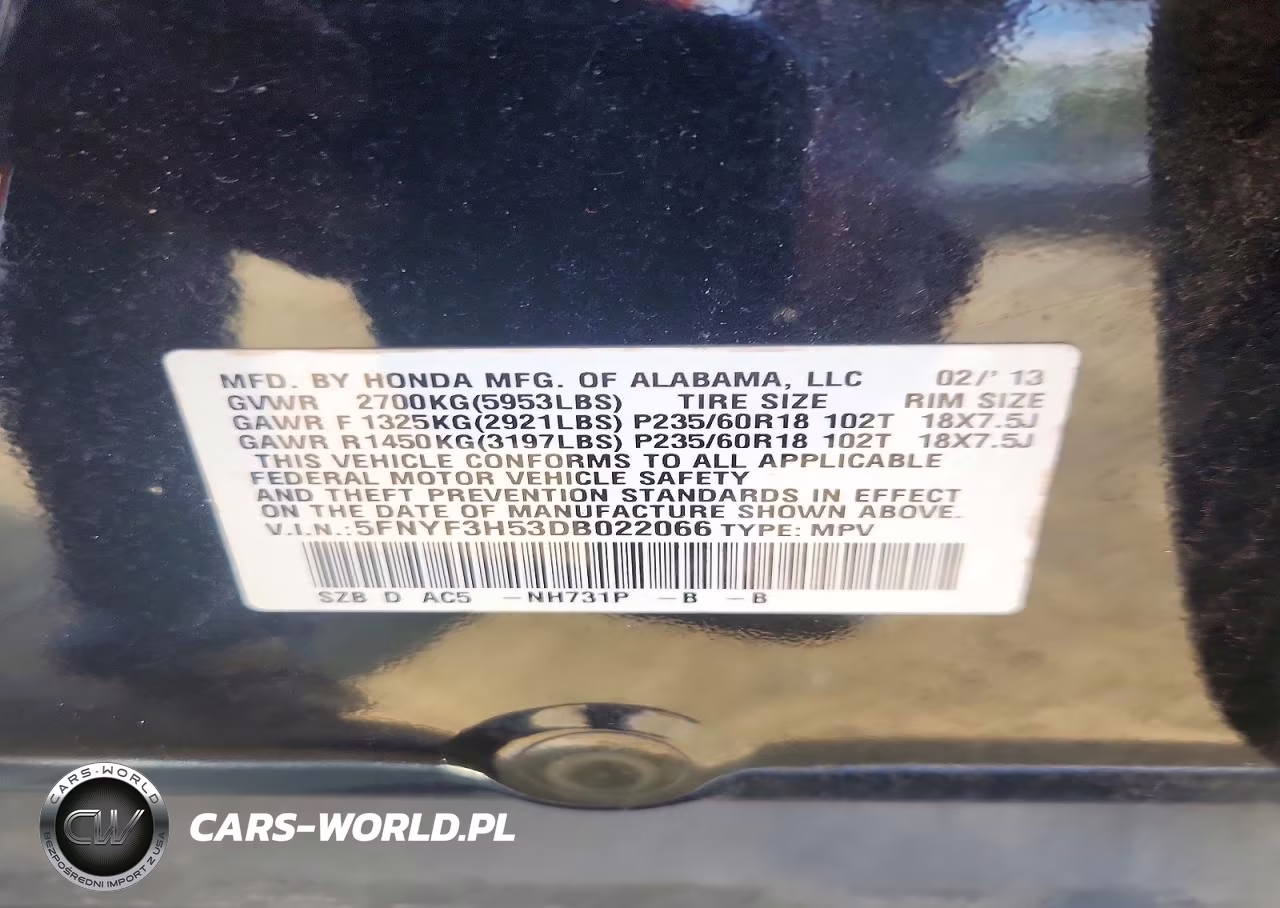 2013 Honda Pilot Exl VIN:5FNYF3H53DB022066 - 13