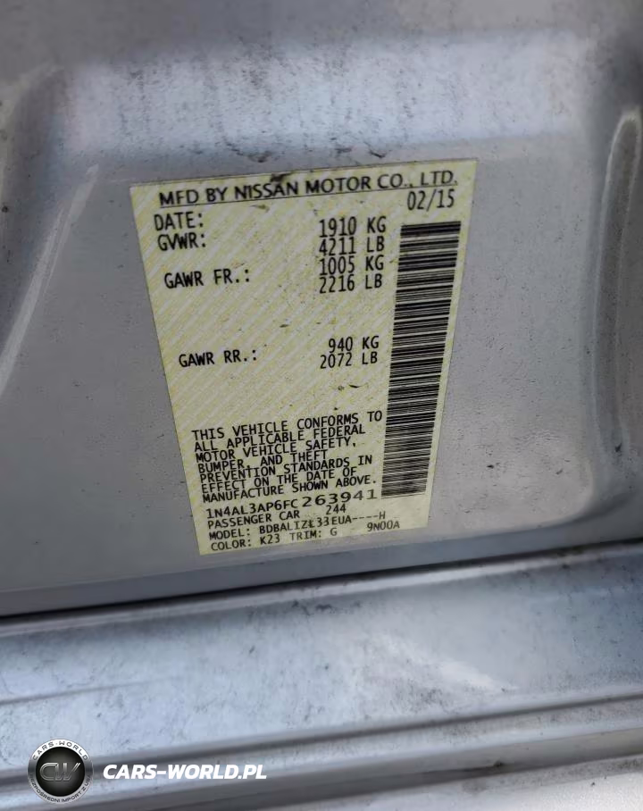 2015 Nissan Altima 2.5 VIN:1N4AL3AP6FC263941 - 12
