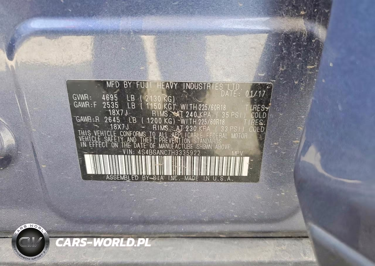 2017 Subaru Outback 2.5I Limited VIN:4S4BSANC7H3335922 - 13