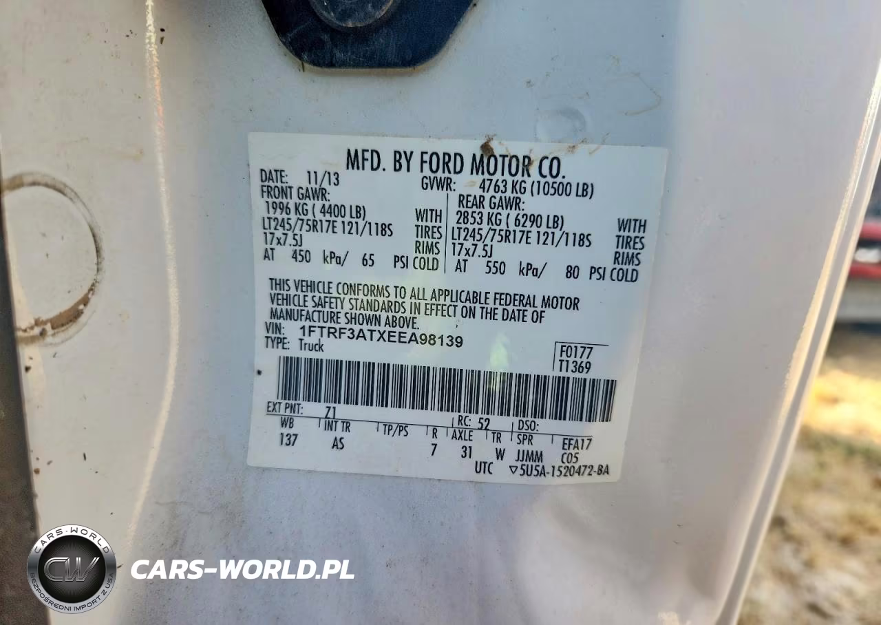 2014 Ford F350 Super Duty VIN:1FTRF3ATXEEA98139 - 12