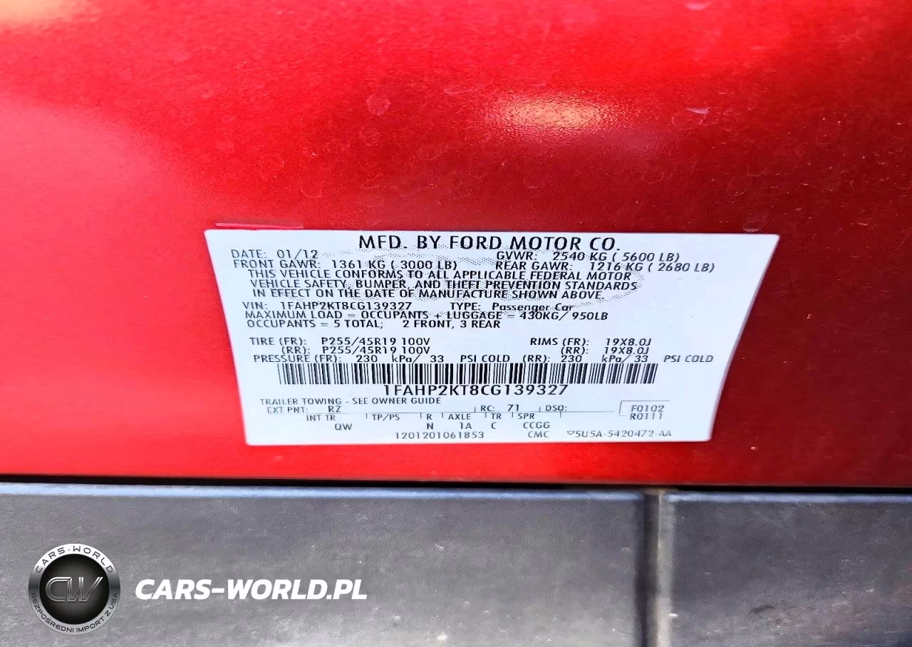 2012 Ford Taurus Sho VIN:1FAHP2KT8CG139327 - 12