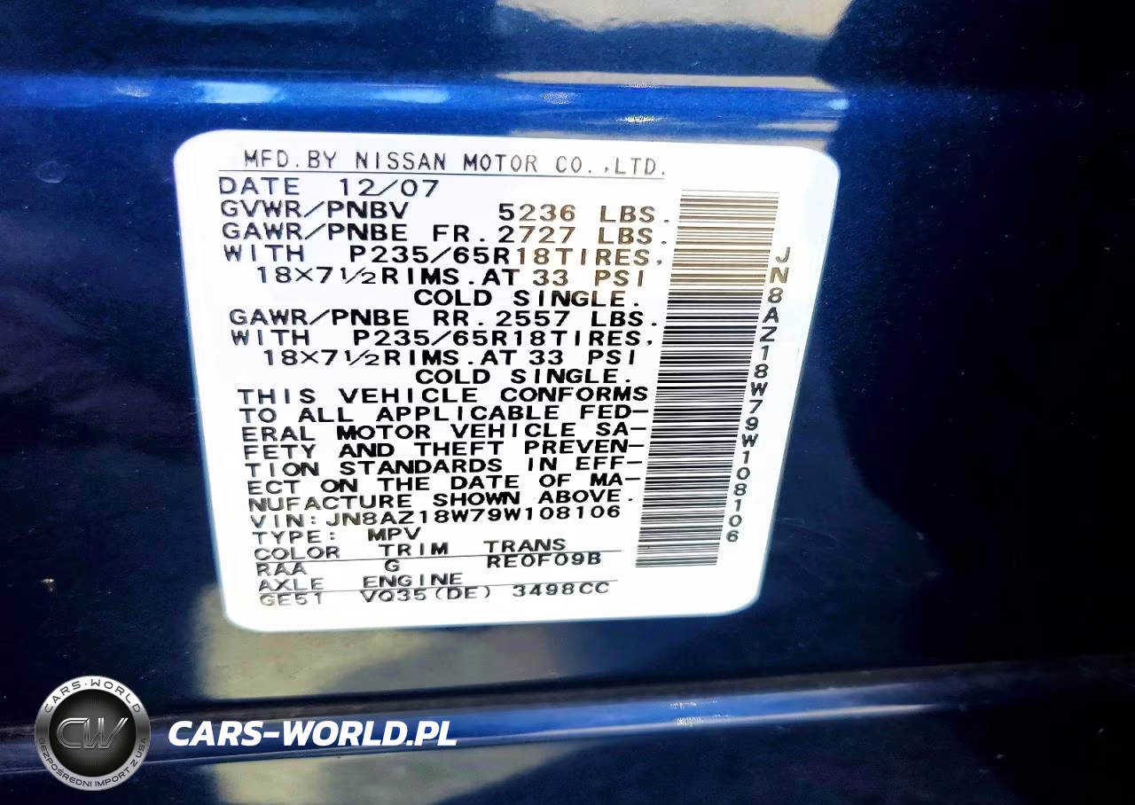 2009 Nissan Murano S VIN:JN8AZ18W79W108106 - 14