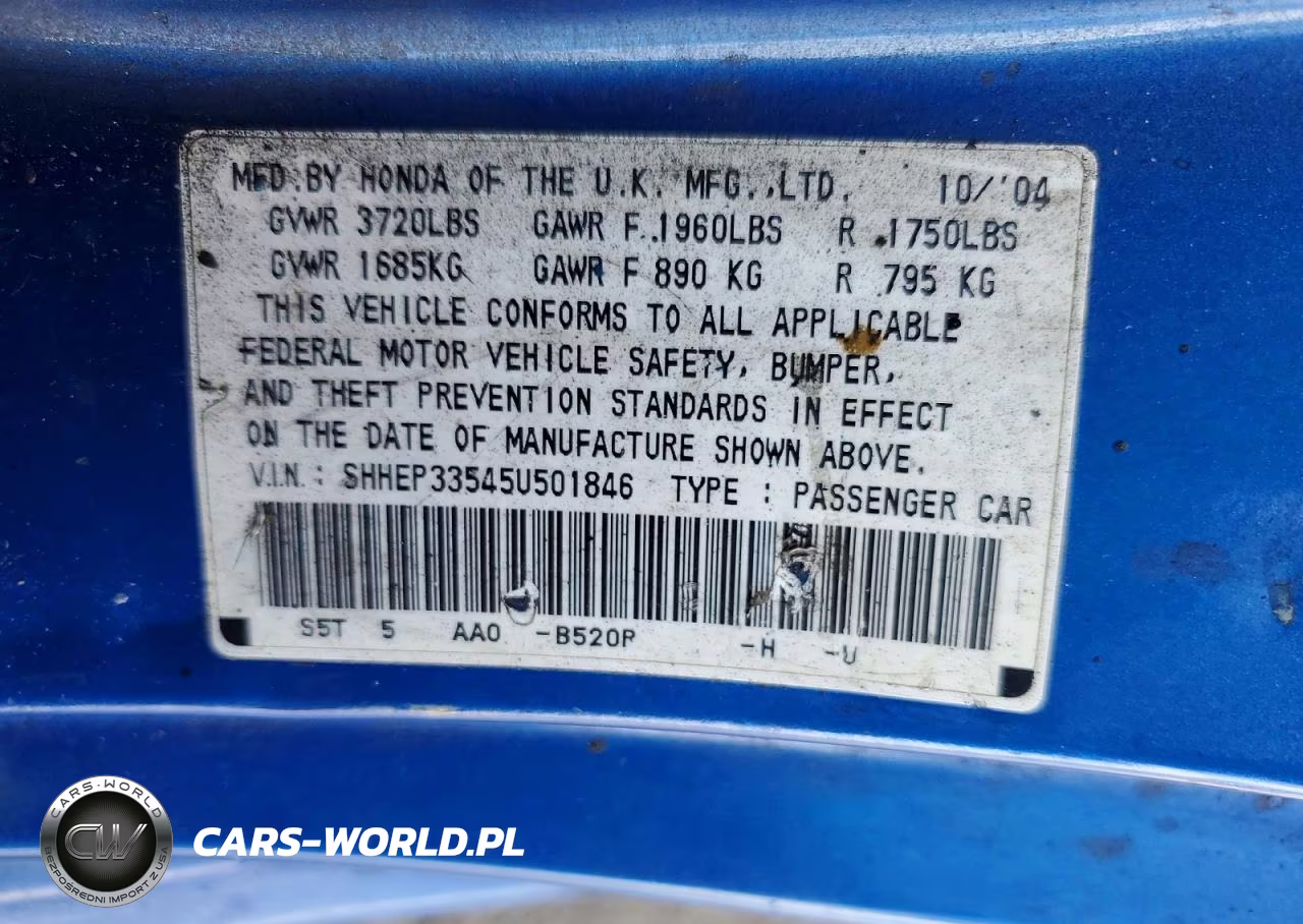 2005 Honda Civic Si VIN:SHHEP33545U501846 - 12