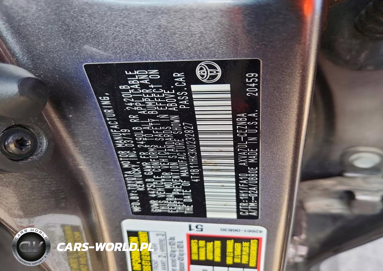 2019 Toyota Camry Le VIN:4T1B11HK3KU232827 - 12
