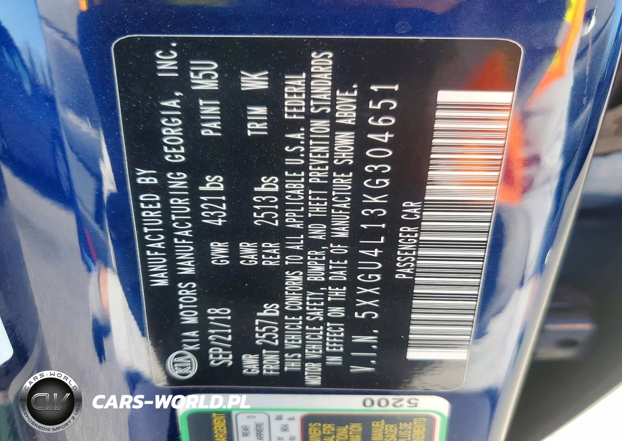 2019 Kia Optima Ex VIN:5XXGU4L13KG304651 - 13
