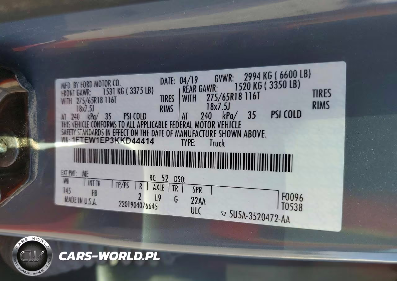 2019 Ford F150 Supercrew VIN:1FTEW1EP3KKD44414 - 12