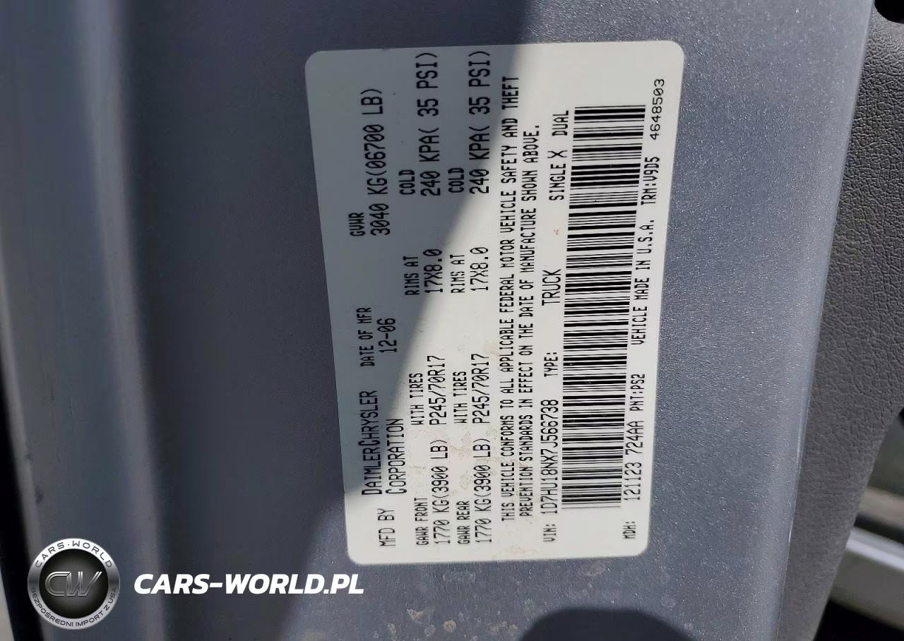 2007 Dodge Ram 1500 St VIN:1D7HU18NX7J566738 - 12