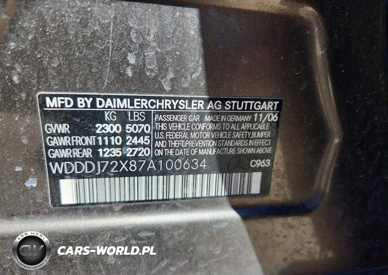 2007 Mercedes-Benz Cls 550 VIN:WDDDJ72X87A100634 - 12
