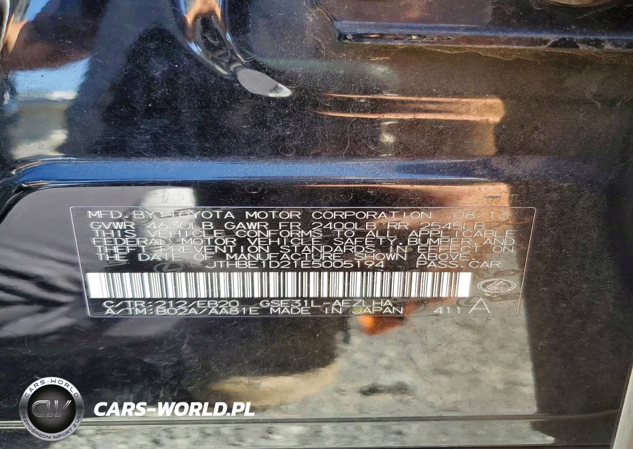 2014 Lexus Is 350 VIN:JTHBE1D21E5005194 - 13