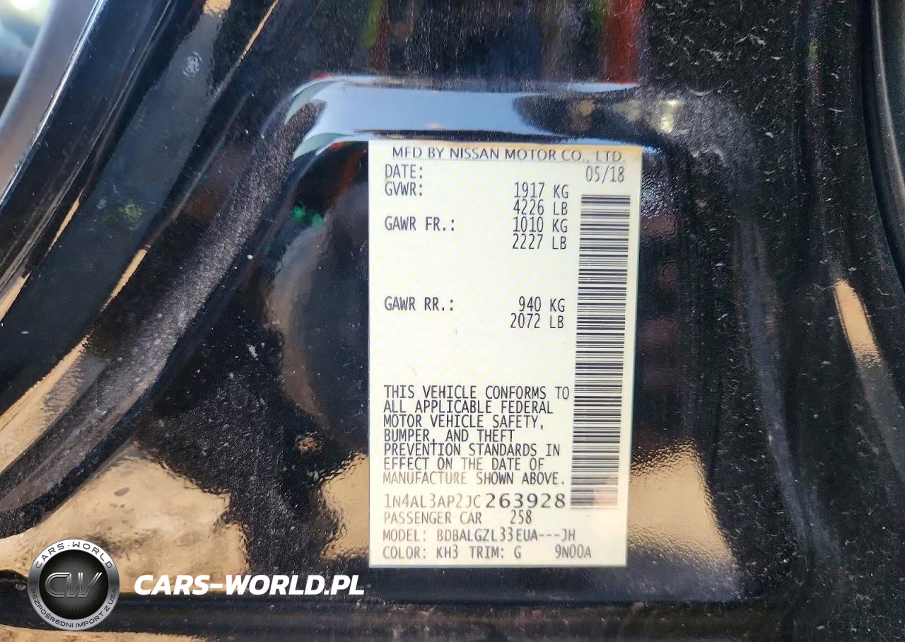2018 Nissan Altima 2.5 S VIN:1N4AL3AP2JC263928 - 12