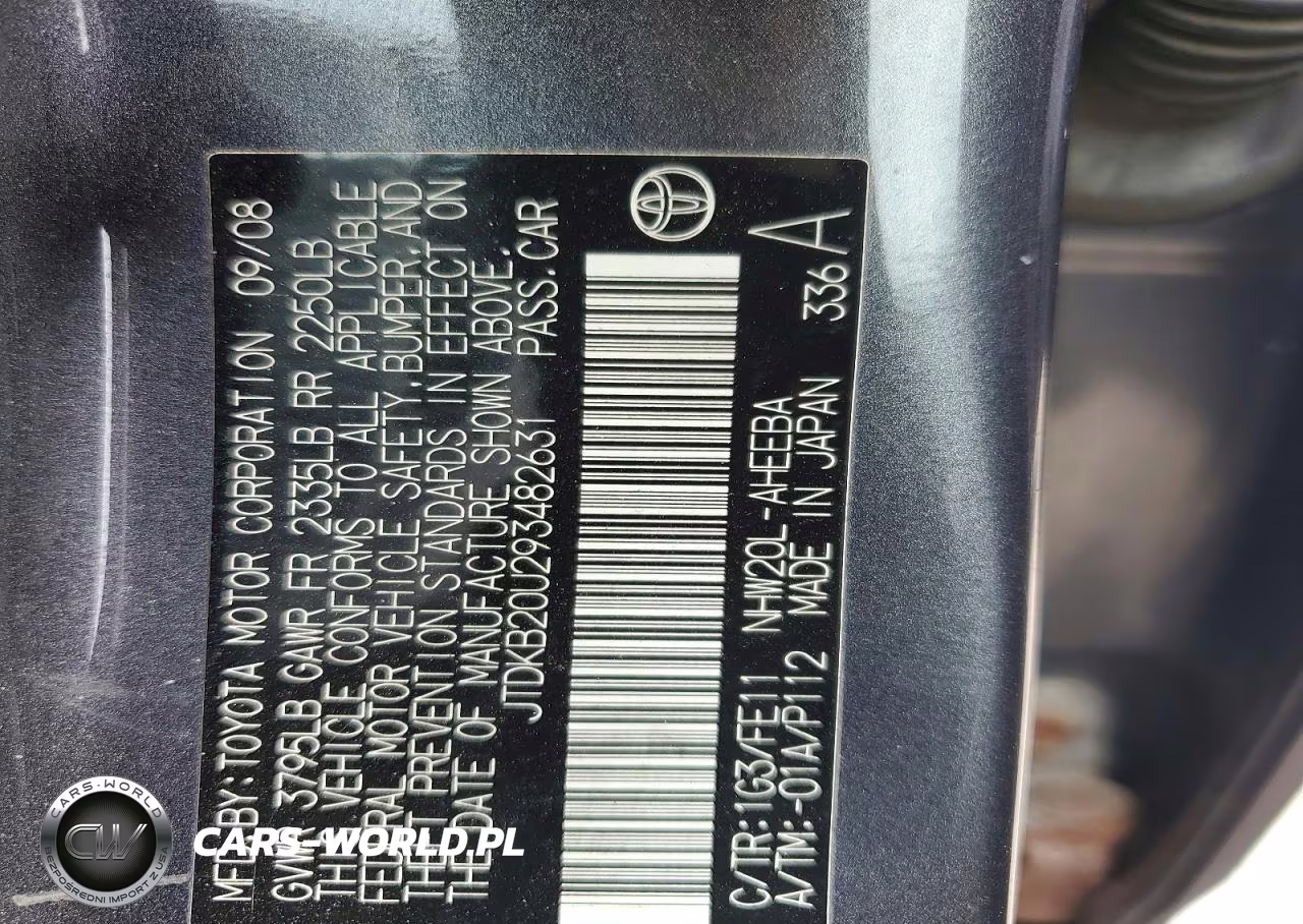2009 Toyota Prius Base VIN:JTDKB20U293482631 - 12