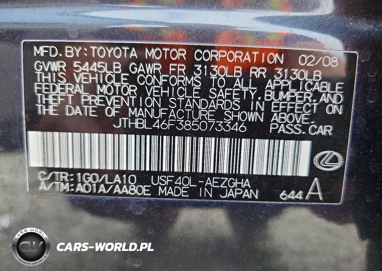 2008 Lexus Ls 460 VIN:JTHBL46F385073346 - 12