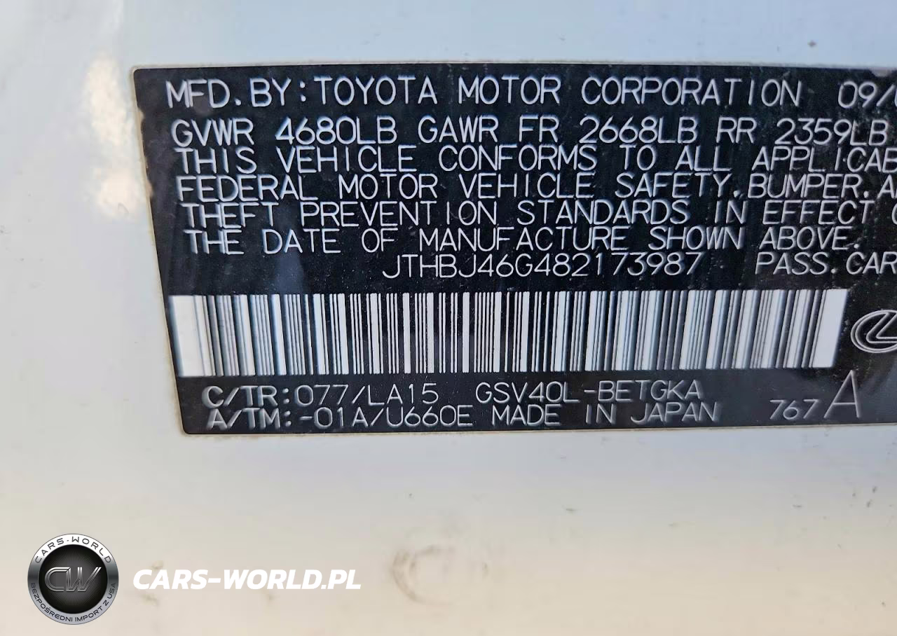 2008 Lexus Es 350 VIN:JTHBJ46G482173987 - 12
