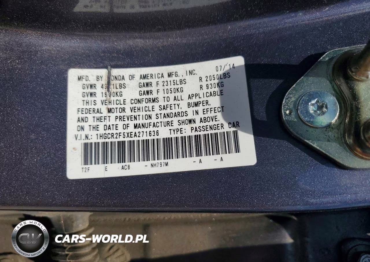2014 Honda Accord Sport VIN:1HGCR2F5XEA271636 - 13