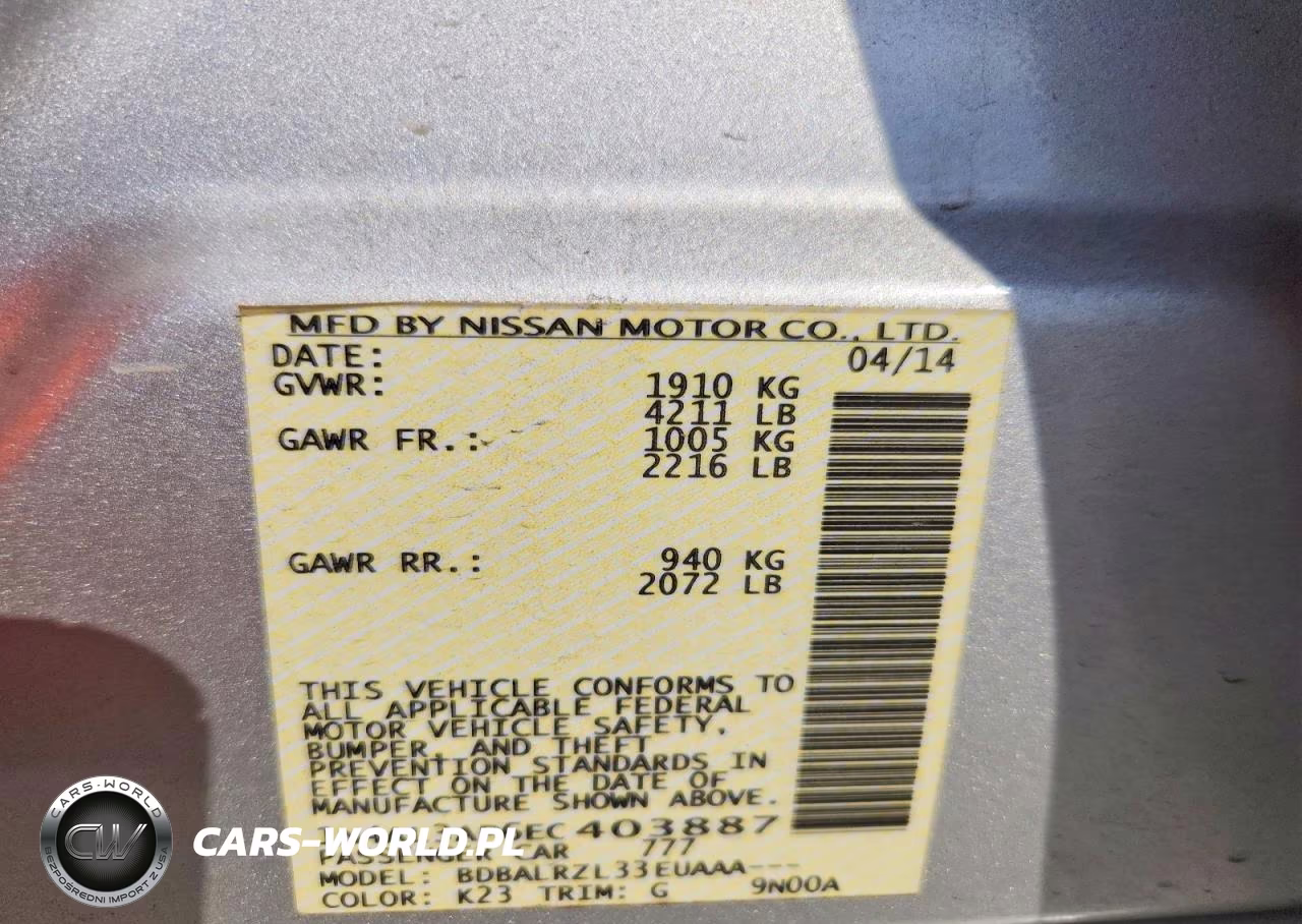 2014 Nissan Altima 2.5 S VIN:1N4AL3AP6EC403887 - 12