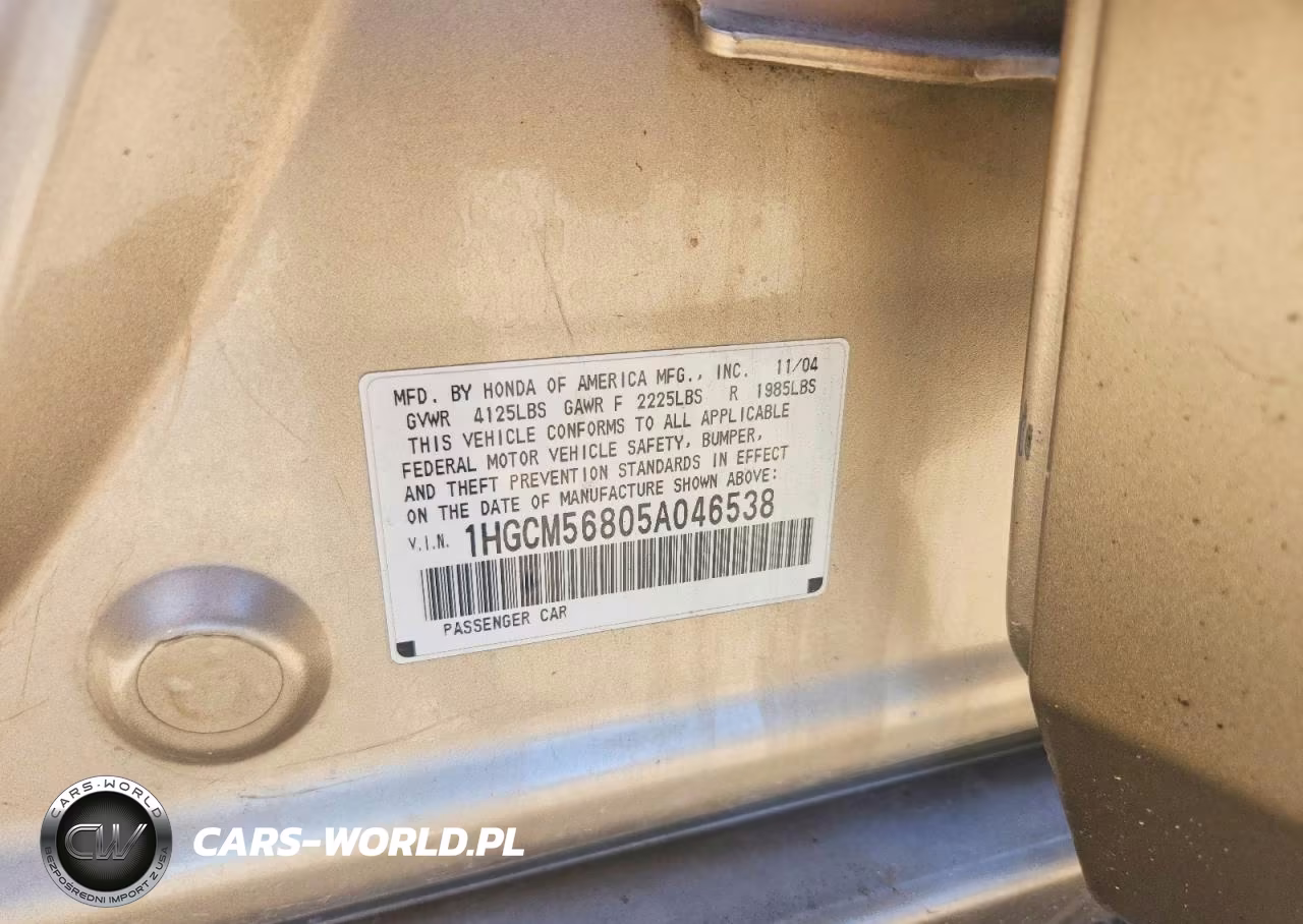 2005 Honda Accord Ex VIN:1HGCM56805A046538 - 12